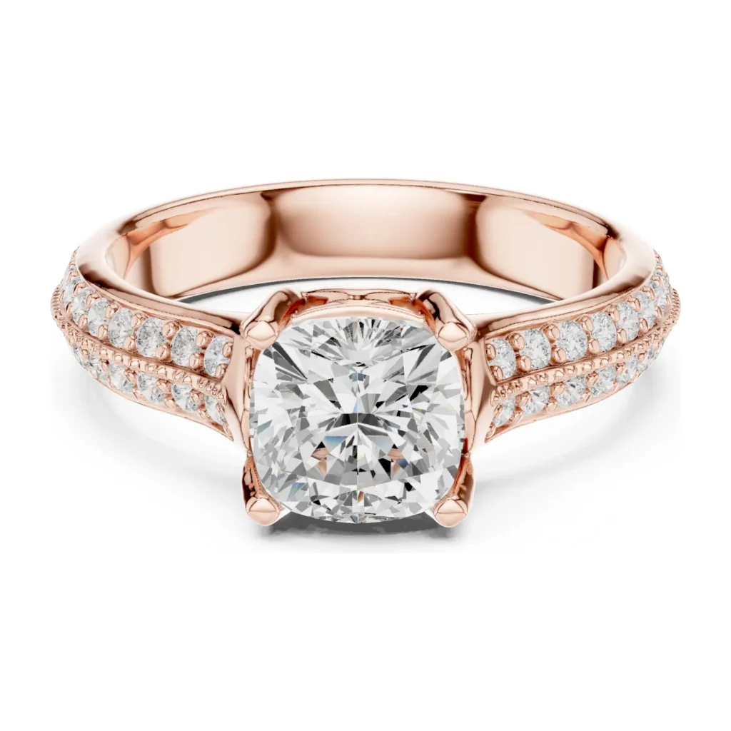 Round Tulip Solitaire Split Pavé Band — photo 12