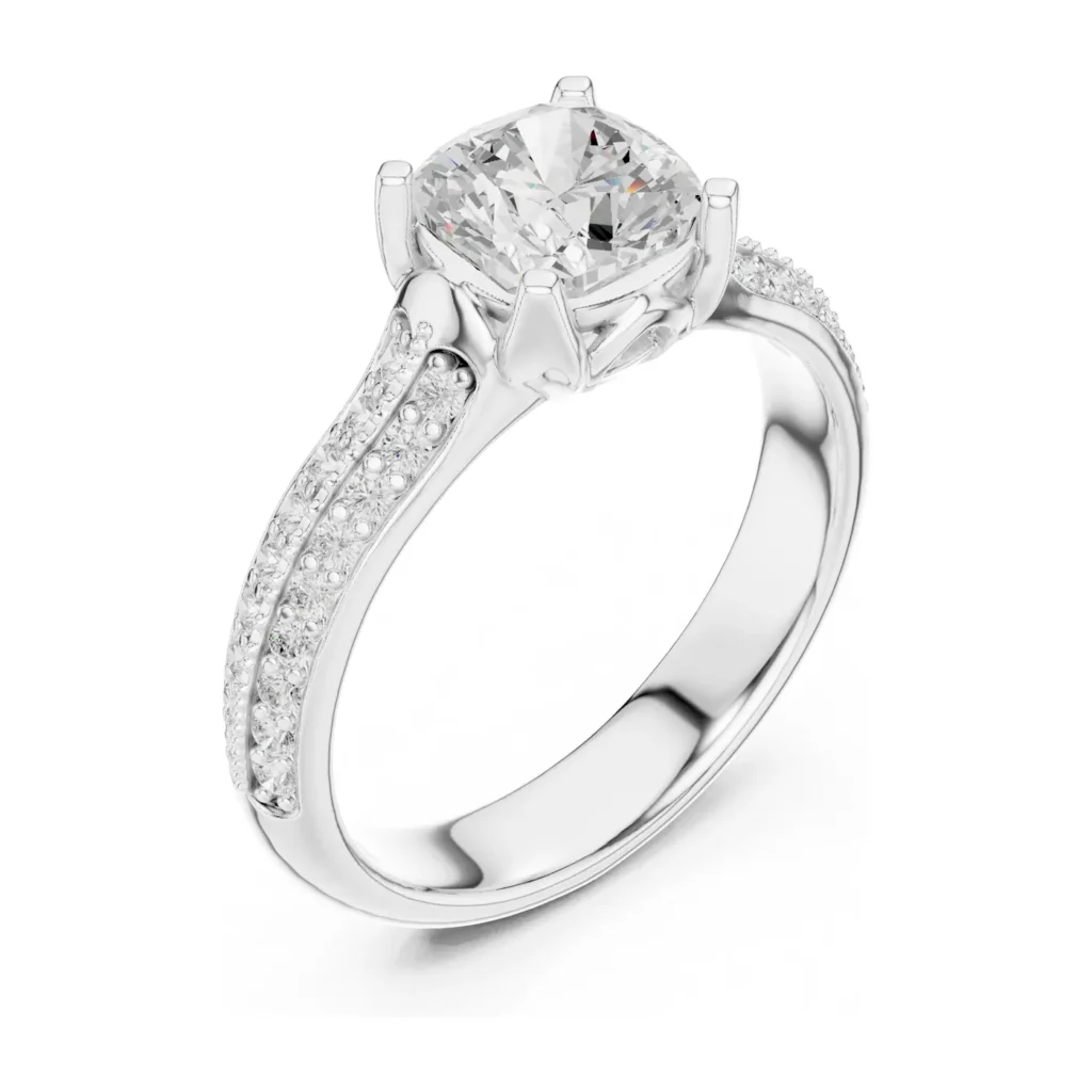 Round Tulip Solitaire Split Pavé Band — photo 6