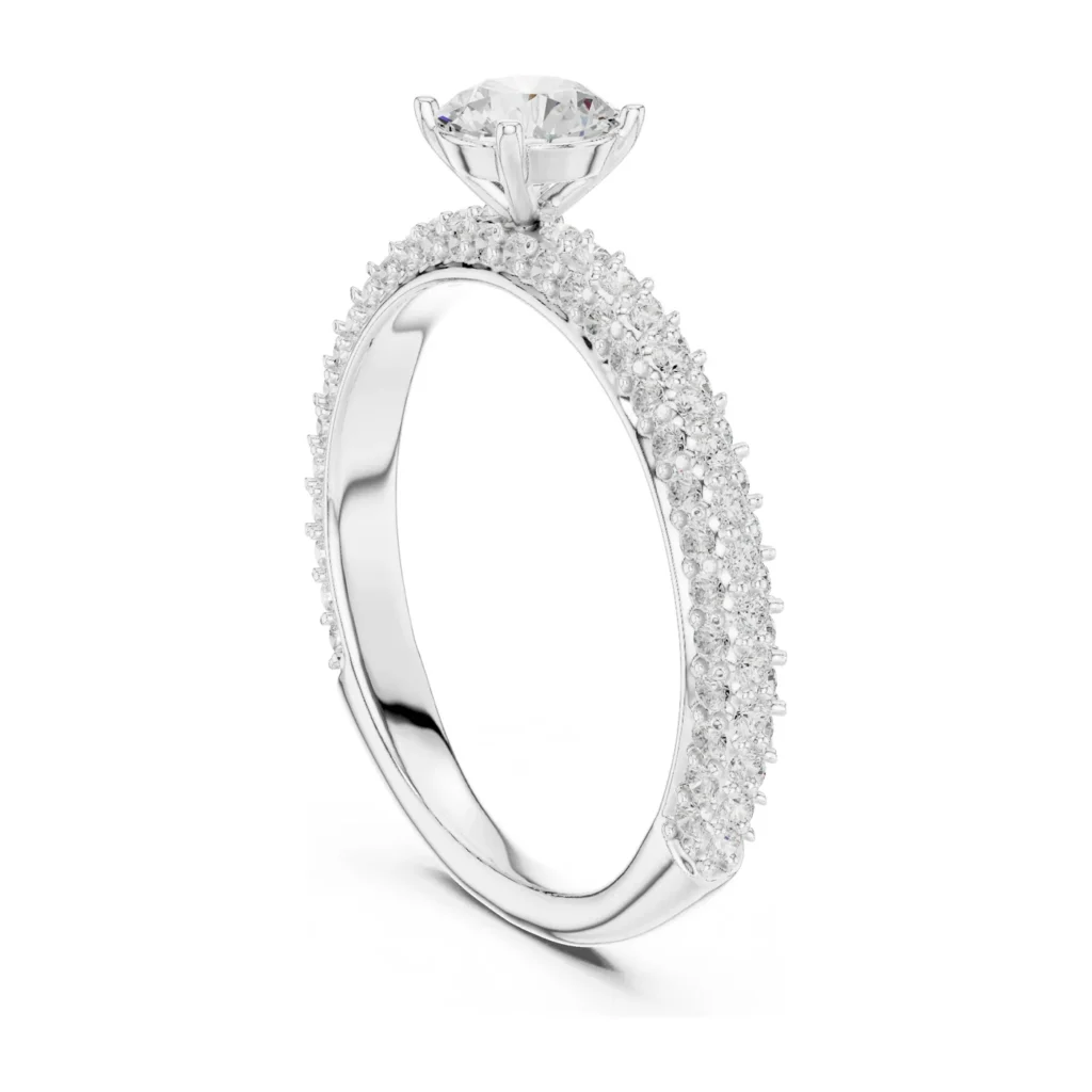 Round Solitaire Pavé Dome Band — photo 5