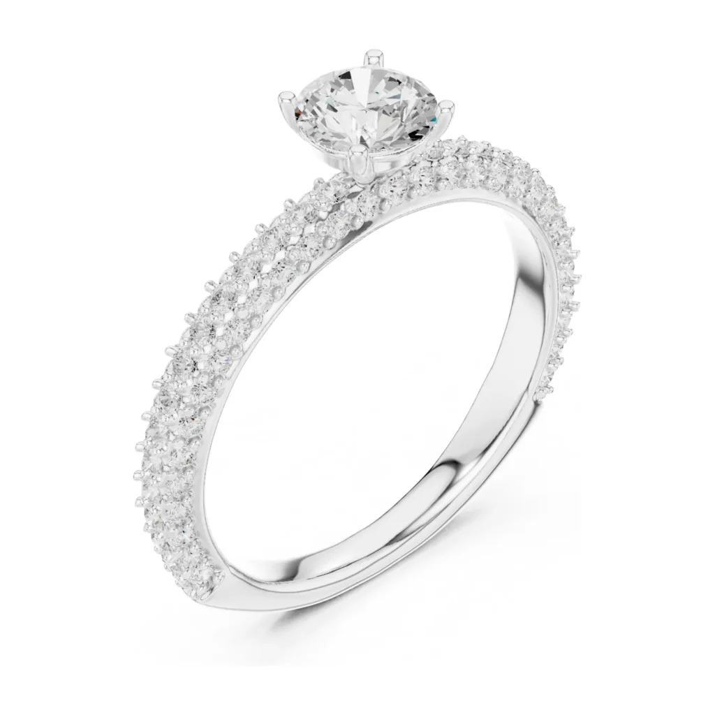 Round Solitaire Pavé Dome Band — photo 6