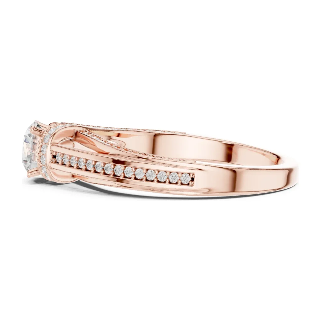 Round Solitaire Double Twist Pavé Ring — photo 11
