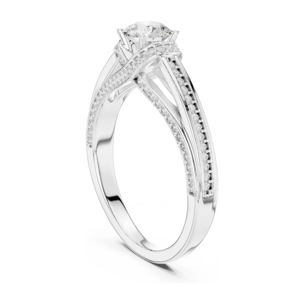 Round Solitaire Double Twist Pavé Ring — photo 5