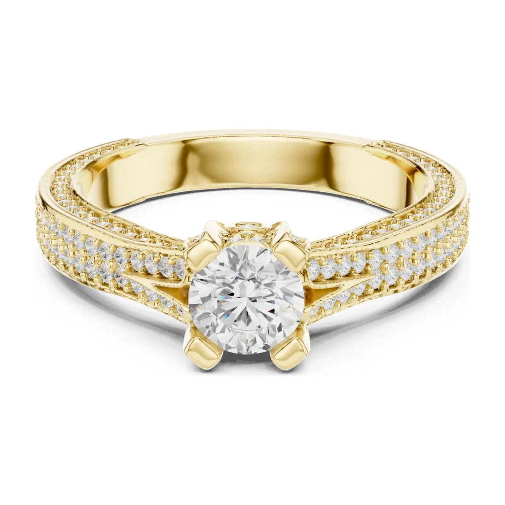 Round Solitaire Wide Pavé Dome Band — photo 4