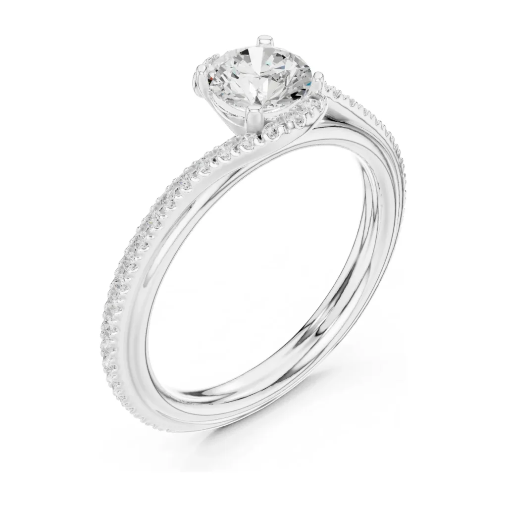 Round Solitaire Pavé Wave Ring — photo 6