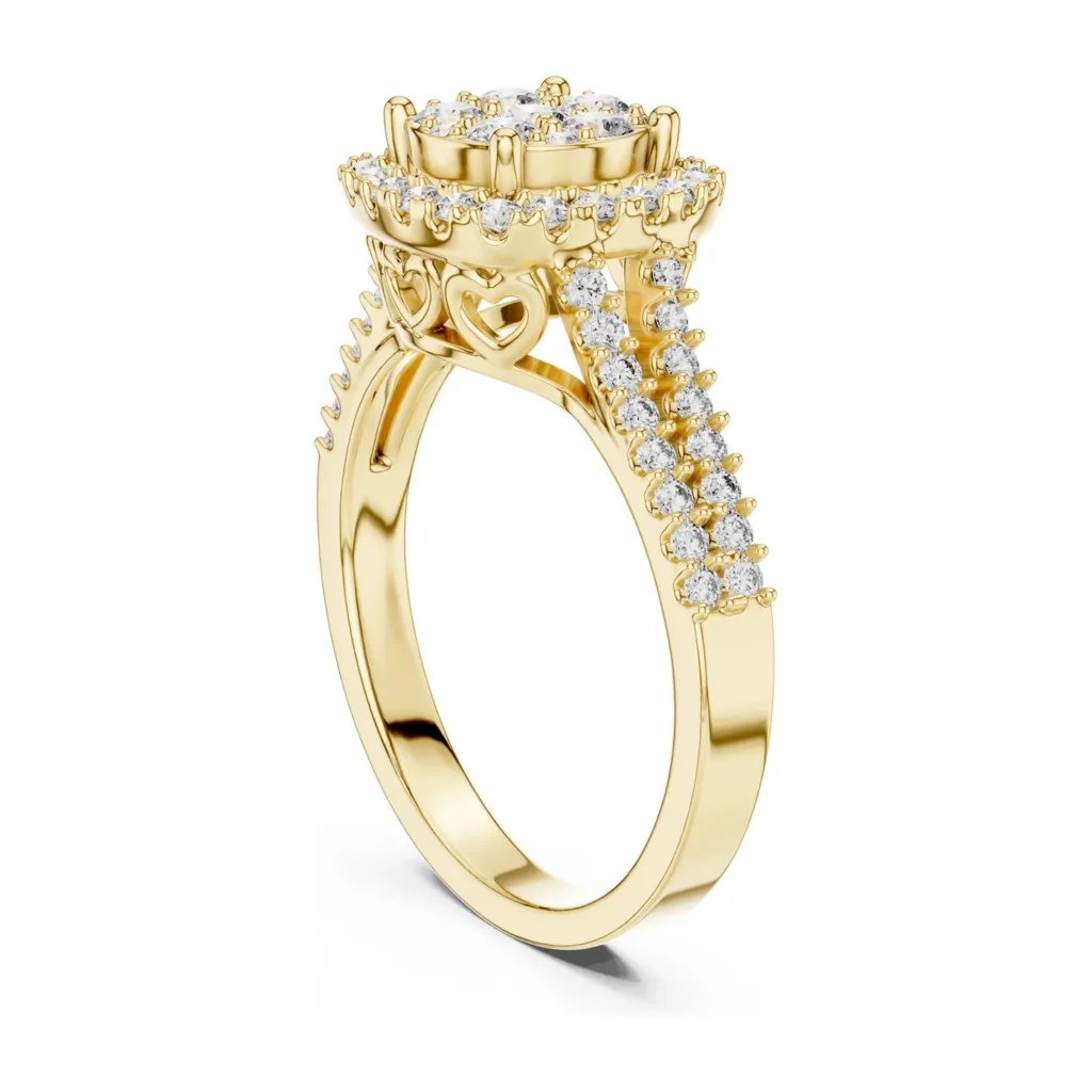 Vintage Cluster Halo Split-Shank Ring