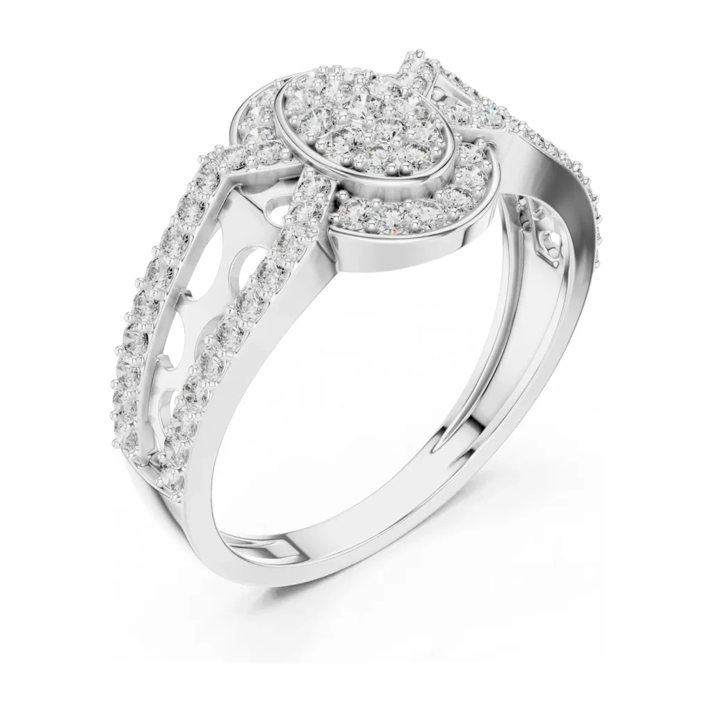 Pavé Halo Disc Openwork Ring — photo 6