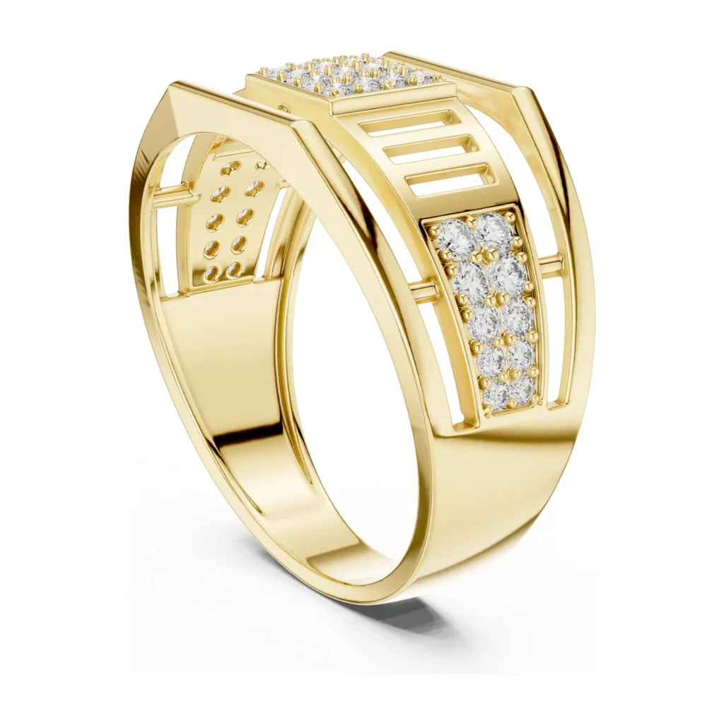 Ladder Openwork Pavé Signet