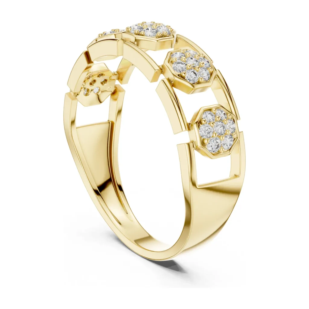 Hexagon Cluster Openwork Ring