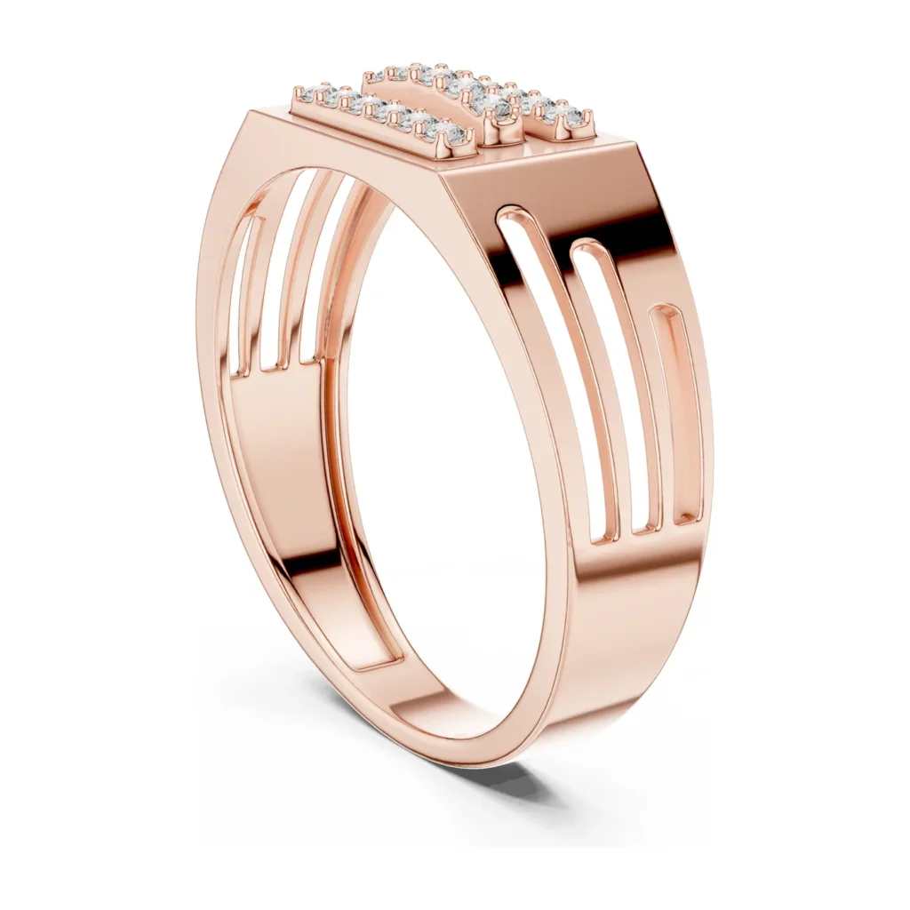 Pavé Bar Signet with Slotted Band — photo 9