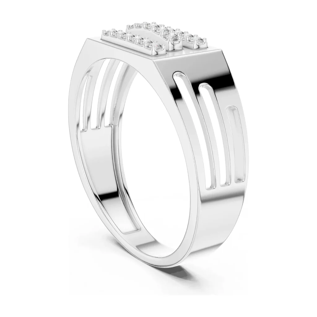 Pavé Bar Signet with Slotted Band — photo 5