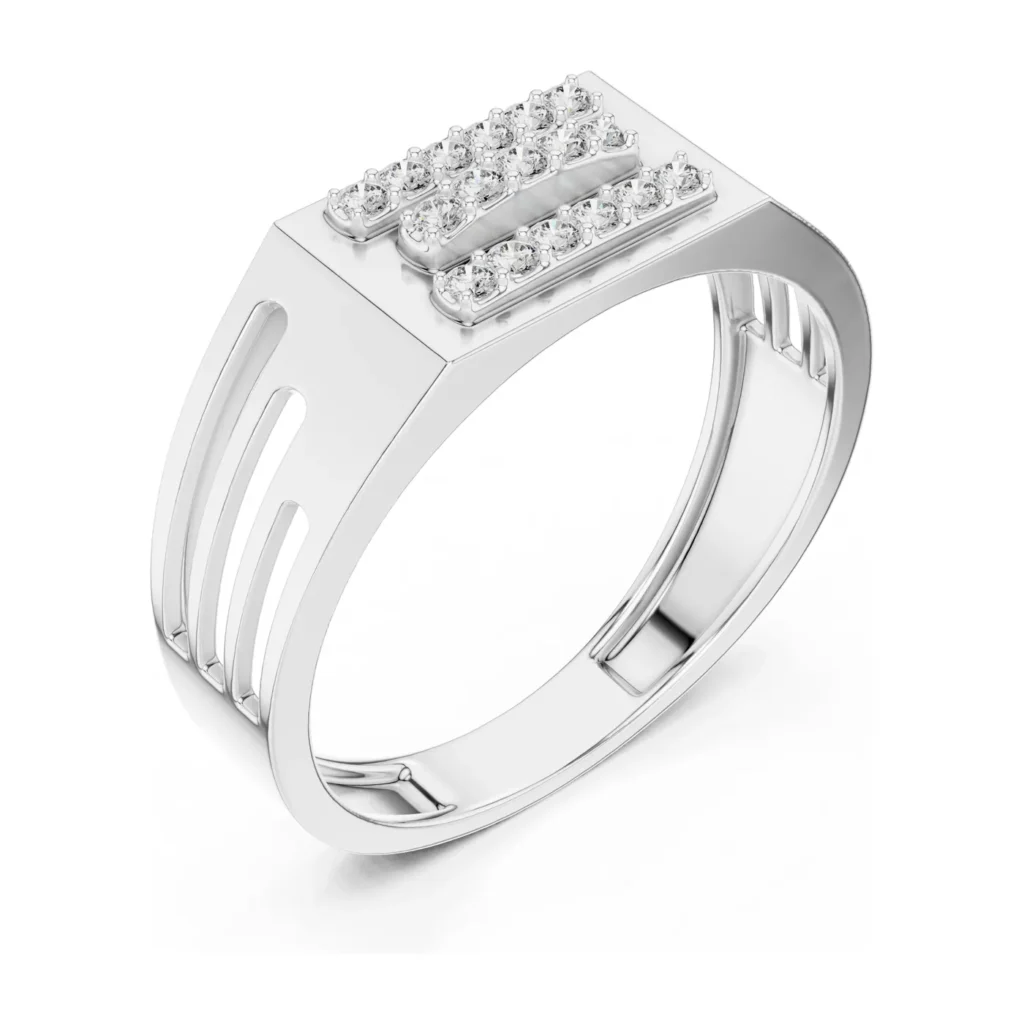 Pavé Bar Signet with Slotted Band — photo 6