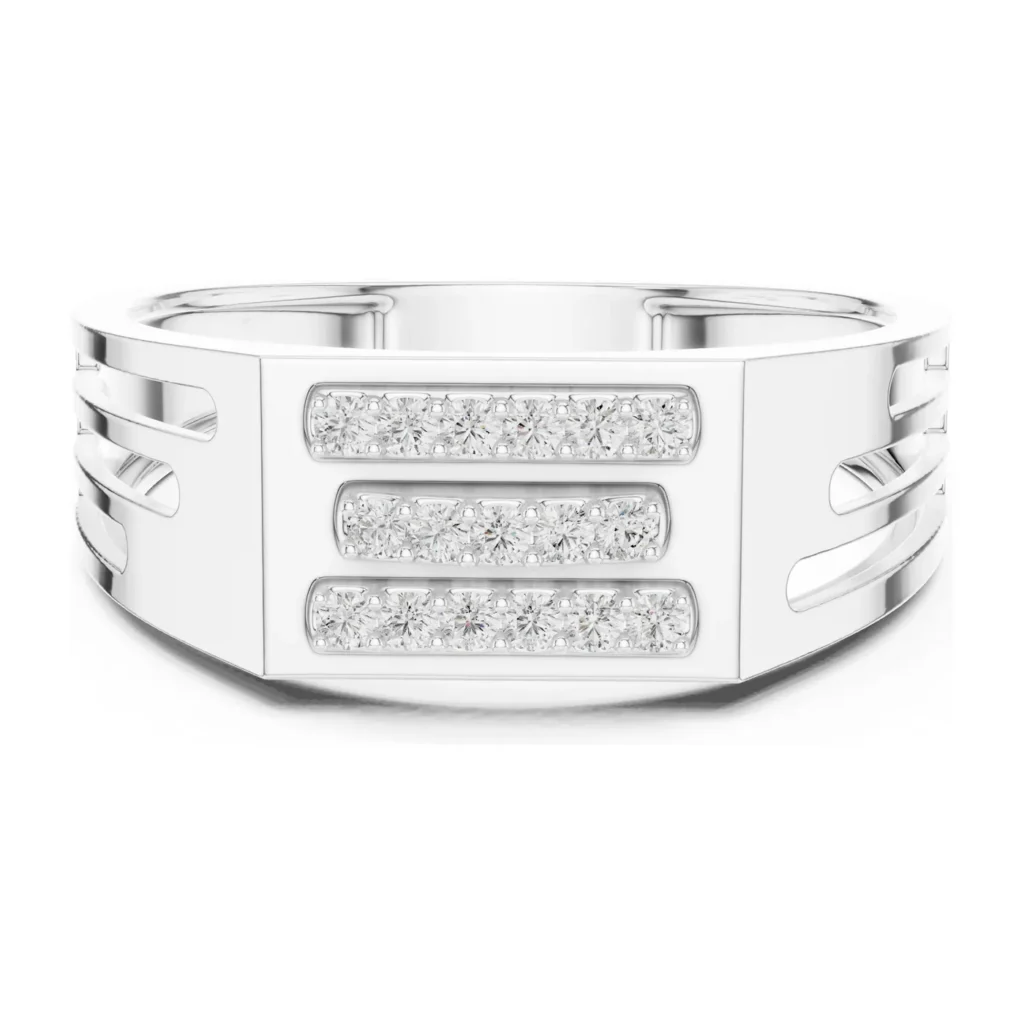 Pavé Bar Signet with Slotted Band — photo 8