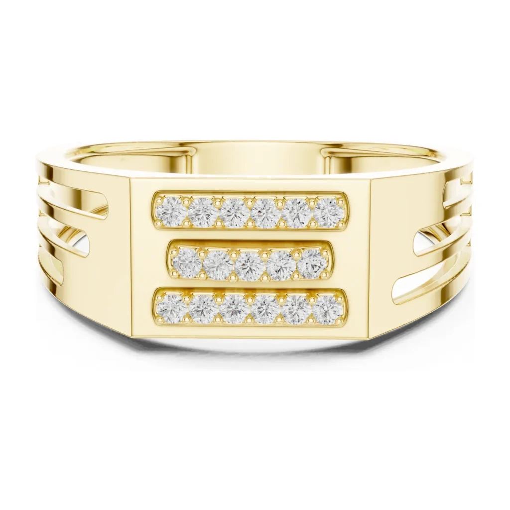 Pavé Bar Signet with Slotted Band — photo 4
