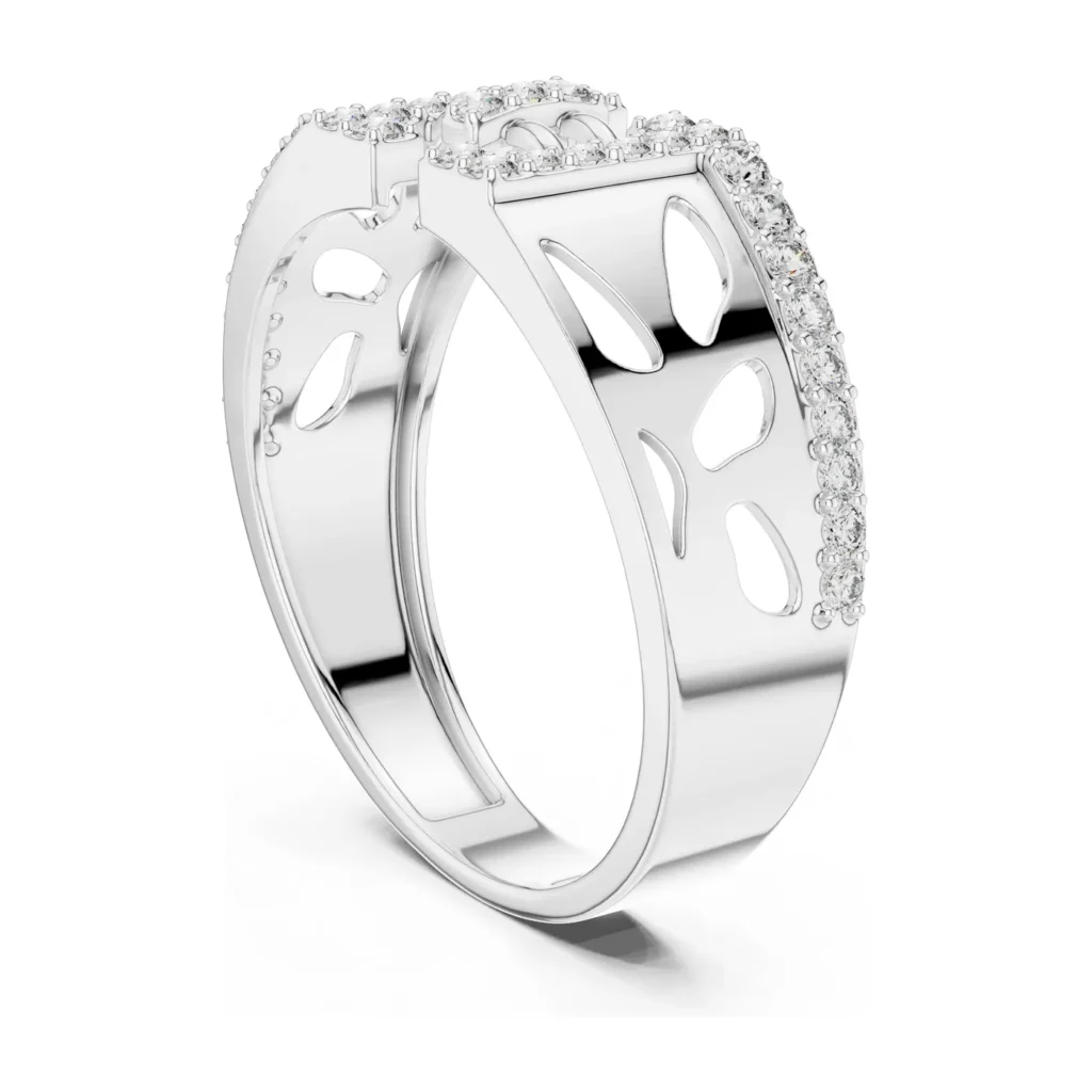 Petal Cutout Pavé Signet — photo 5