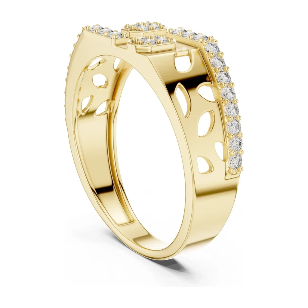 Floral Cutout Pavé Signet