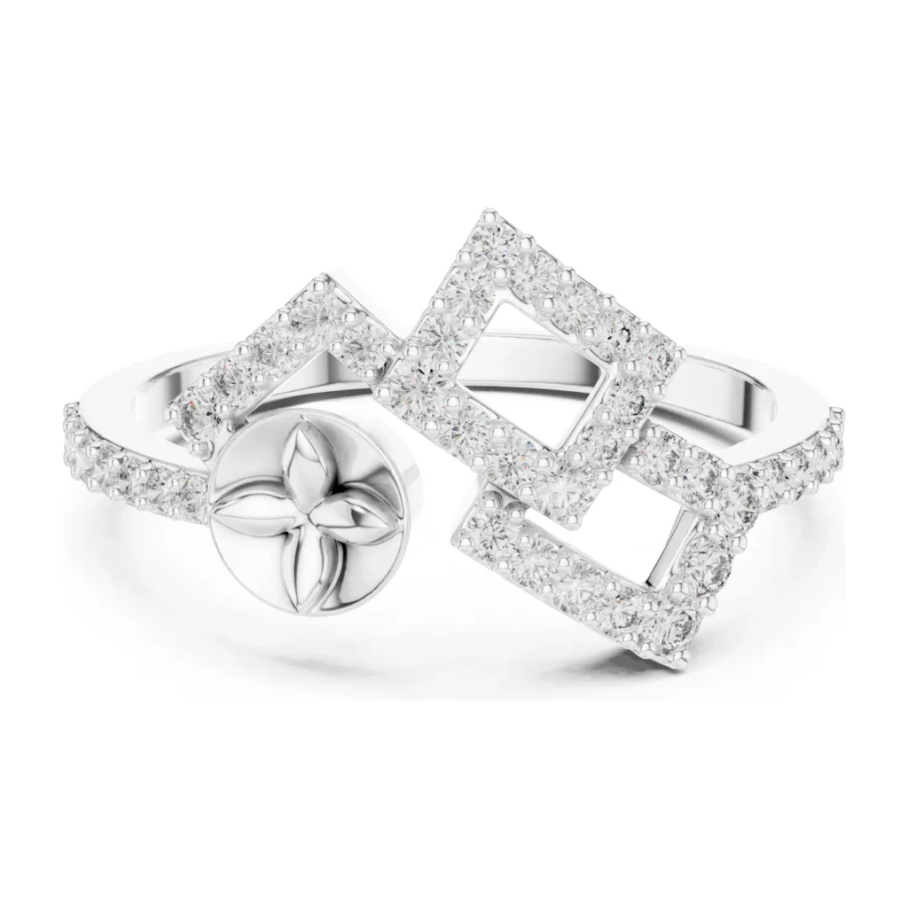 Pavé Quatrefoil Square Ring — photo 8