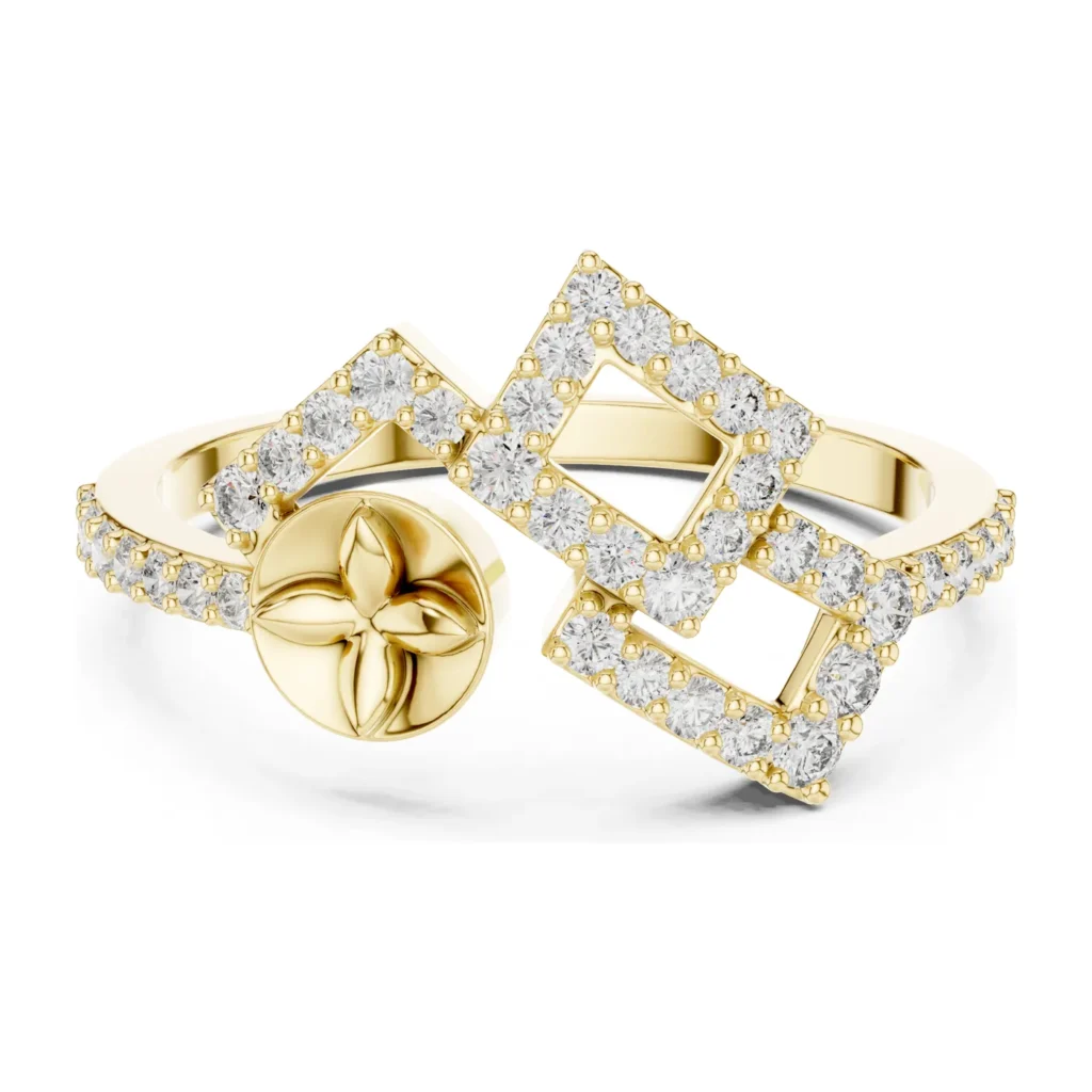 Pavé Quatrefoil Square Ring — photo 4