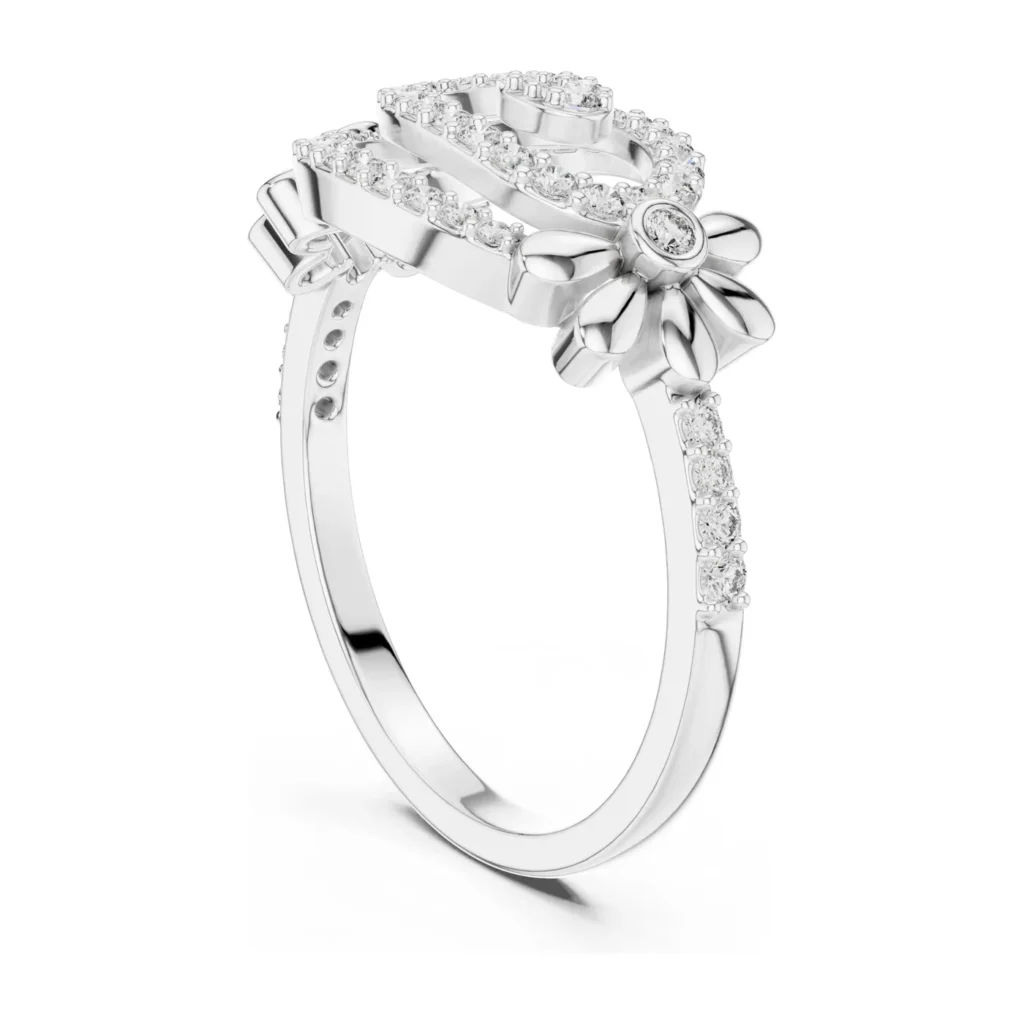 Pavé Heart & Flower Ring — photo 5