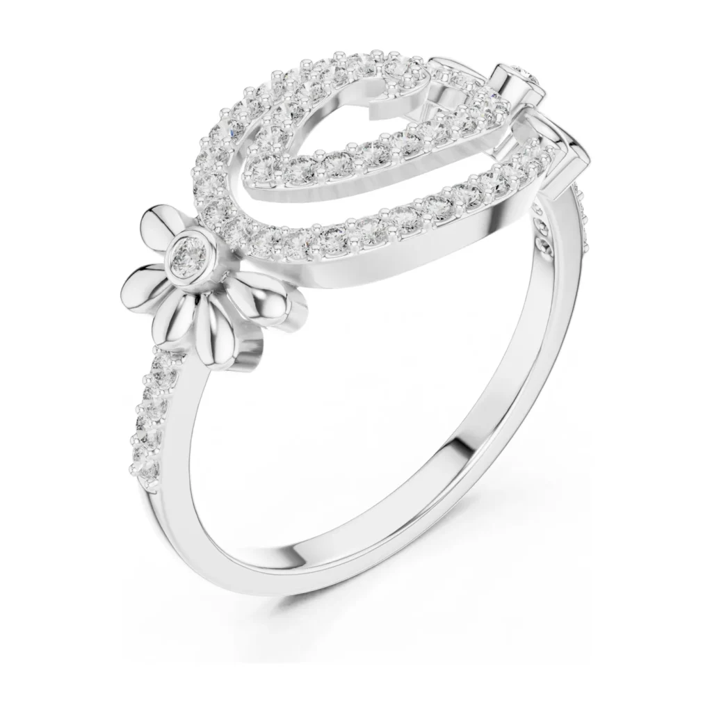 Pavé Heart & Flower Ring — photo 6