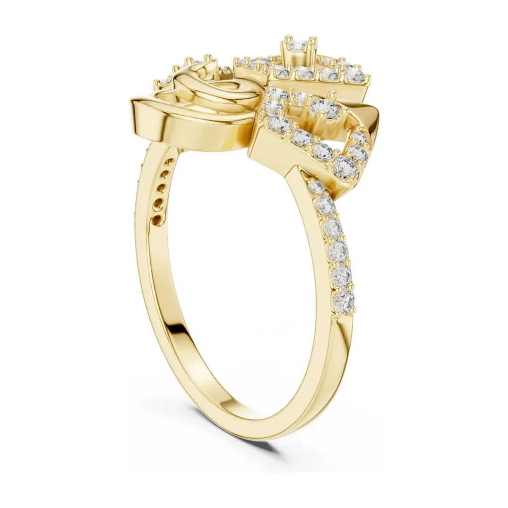 Pavé Leaf & Swirl Statement Ring