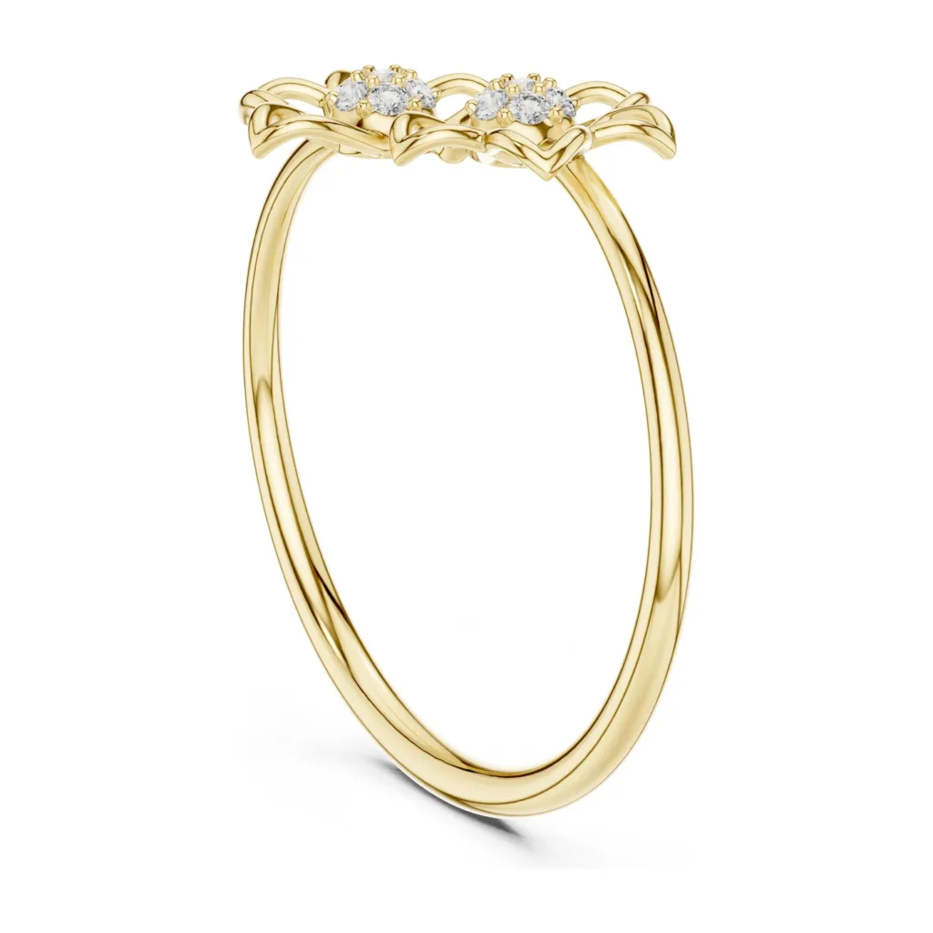 Open Petal Diamond Flower Ring