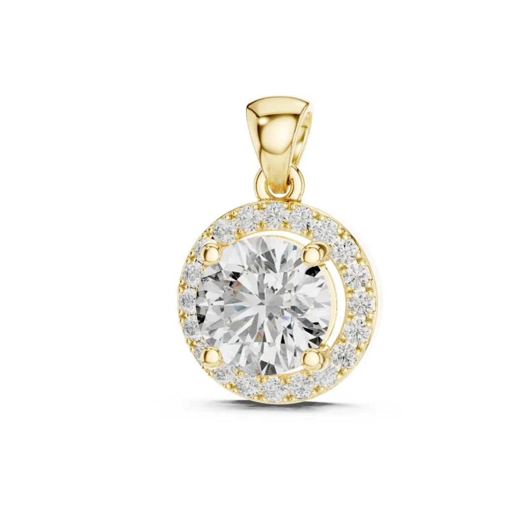 Round Halo Pendant Necklace