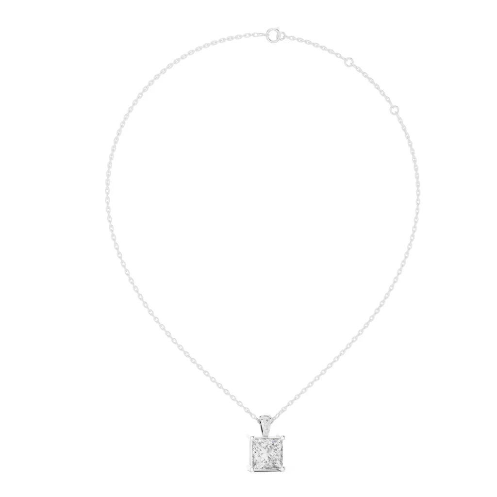 Princess Solitaire Pendant with Pavé Bail — photo 6